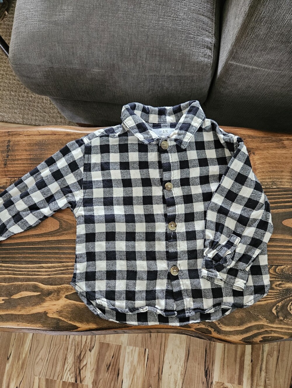 Zara Black and White Plaid Button-Down Shirt for Kids
